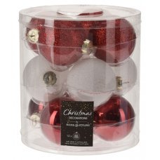 Χριστουγεννιάτικες Μπάλες Γυάλινες Πολύχρωμες- Σετ 12 τεμ. (6cm)